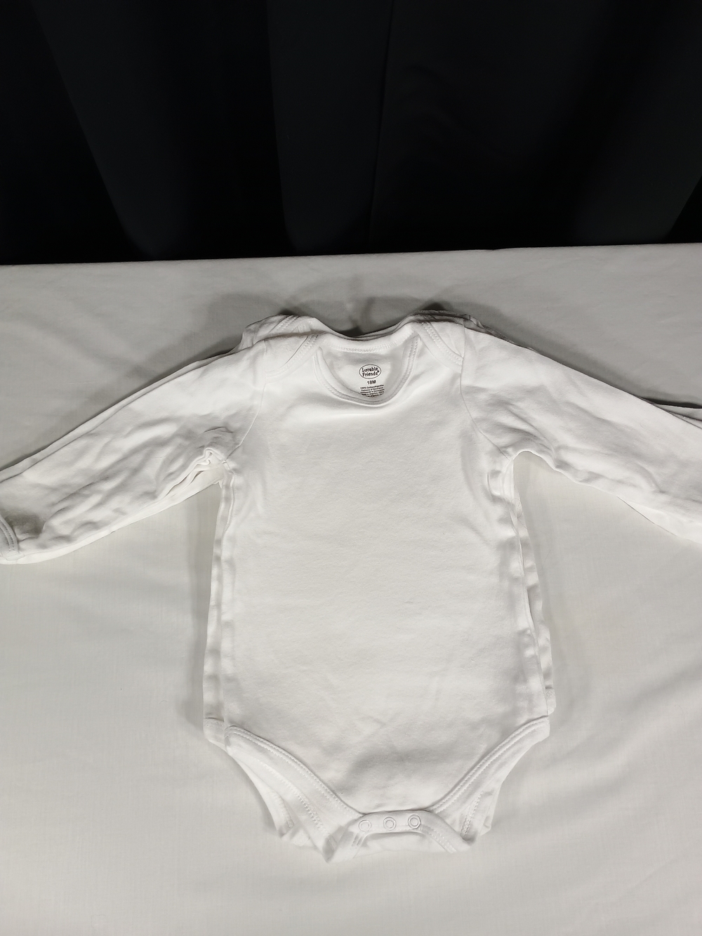 Lovable Friends Bundle Of 5 Long-Sleeve White Baby One-Piece Bodysuits Size 18M